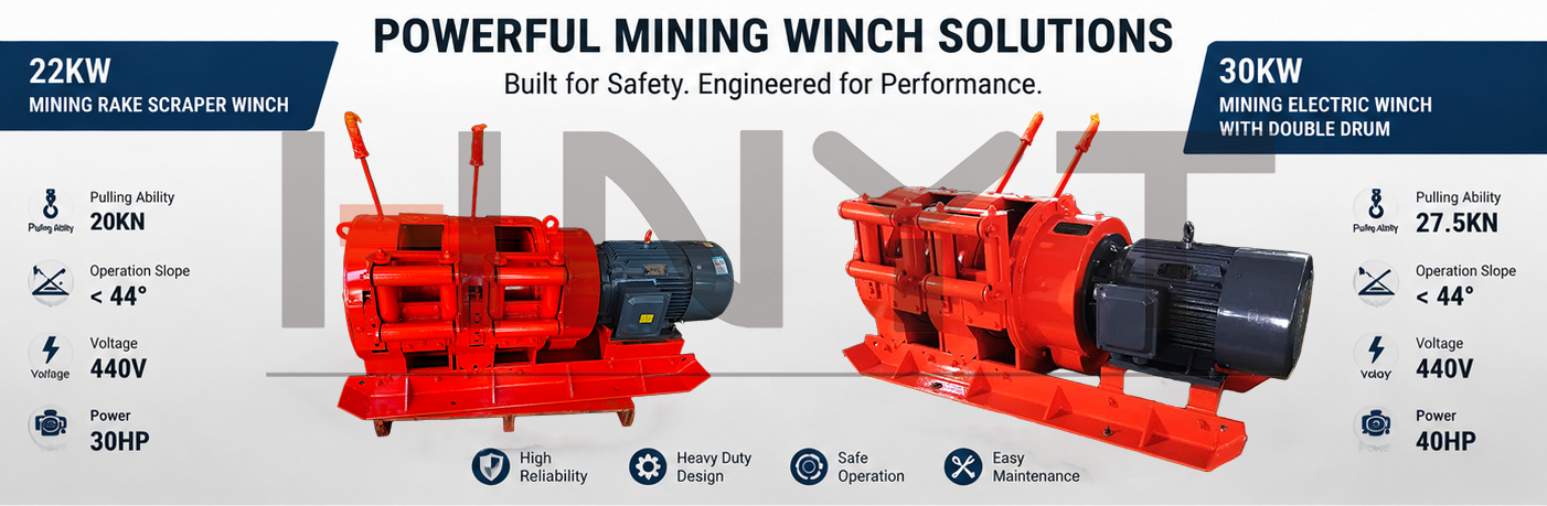 Envío del cabrestante rascador de rastrillo para minería 2JPB-22KW y del cabrestante eléctrico para minería 2JPB-30KW.(图1) 22kw electric winch and 30kw rake winch export.png